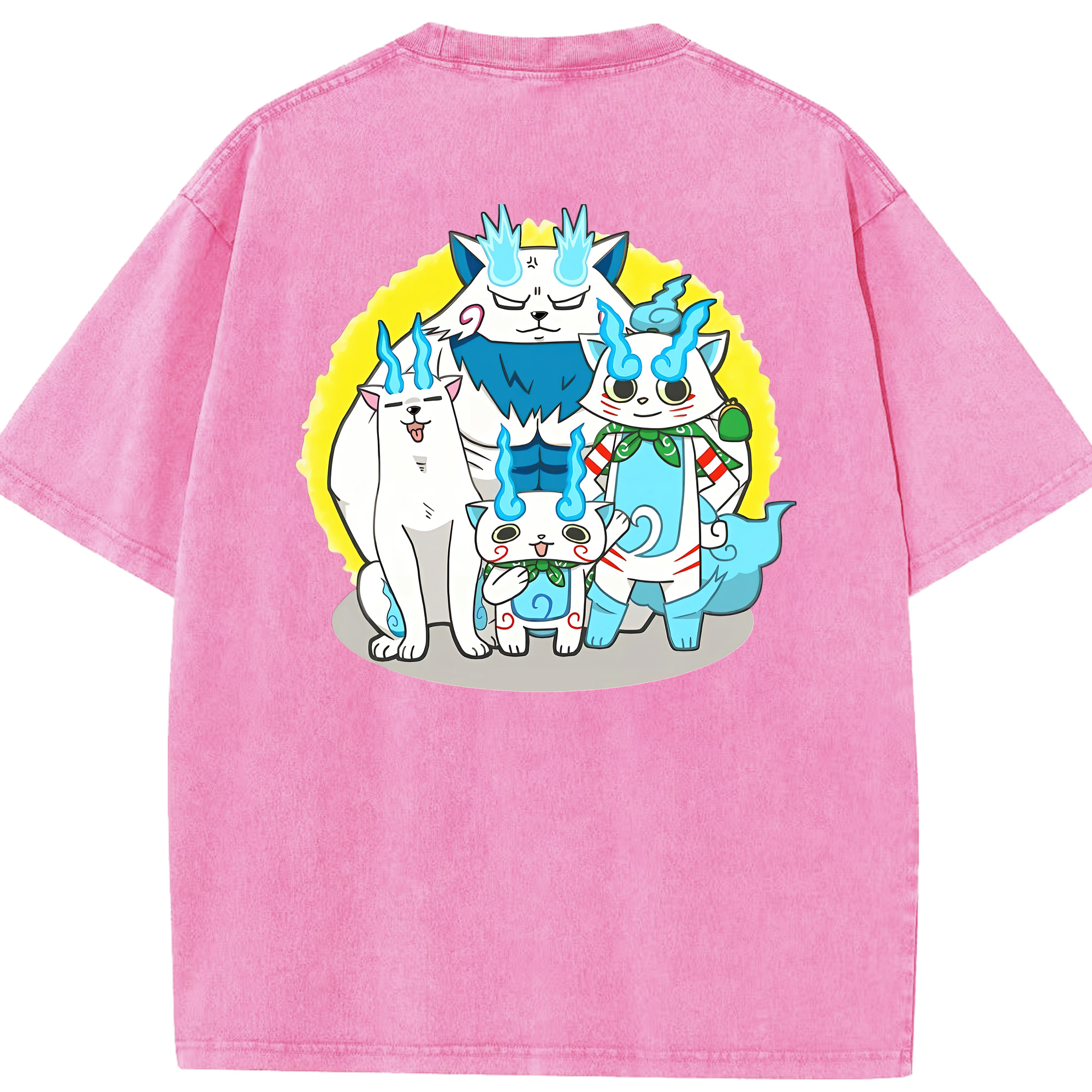 （画像用） 妖怪ウォッチ Yo-kai Watch 綿100% ヴィンテージ風 半袖Tシャツ（背面プリント）